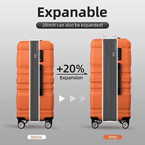 Merax Expandable Abs Hardshell Luggage Sets 3 Piece Suitcase With Spinner Wheels Suit Case Lightweight, Orange, (20/24/28) #TOP1