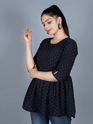 Image of BLACK MACY Women's Rayon Anarkali Regular Fit Top