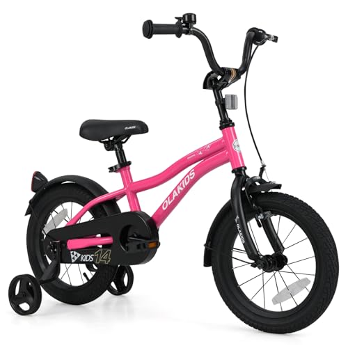 Image of Olakids Kids Bike, 12 14 16 18 Inch Toddlers Bike with Training Wheels Safety Bell Adjustable Seat and Handlebar, Handbrake and Coaster Brake, Children's Bicycle for Boys Girls