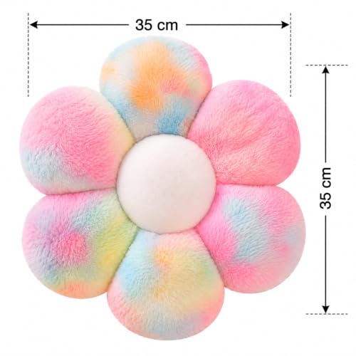 Image of AVSHUB Sunflower Shaped 6 Kali Throw Pillow Cute Preppy Home Decorative Floor Cushion with Fibre Filling Aesthetic for Sofa Bedroom, Living Room, Car, Office (Ranbow, 35CM)