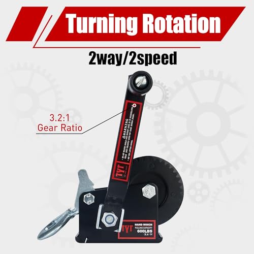 image for TYT 600LB Boat Trailer Winch with 6M Steel Wire, Hardened Steel Gear H