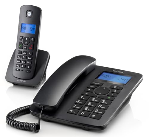 Motorola C4201 Corded & Cordless Home Phone Combo, Landline House Phone, Home Office Phone