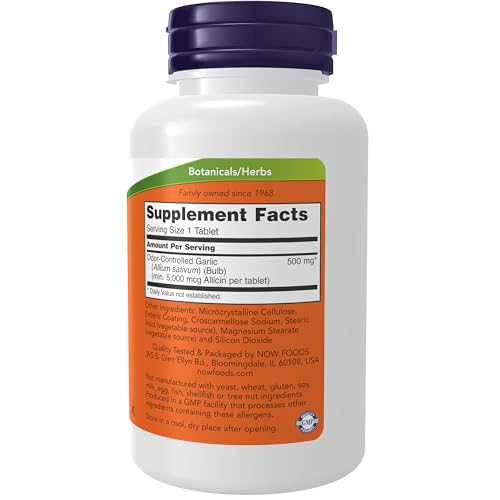 NOW Foods Supplements, Garlic 5,000 (Allium sativum), Enteric Coated, Odor Controlled, 90 Tablets - Image 3
