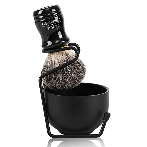 Je&Co Men's Pure Badger Shaving Brush Set,Pure Badger Shaving Brush With Steel St