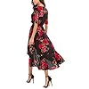 Kormei Womens Short Sleeve Floral High Low V-Neck Flowy Party Long Maxi Dress L Black&Red