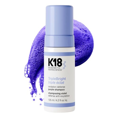 K18 TripleBright Oxidation Defense Purple Shampoo - Non-Staining Blonde Shampoo Removes + Helps...