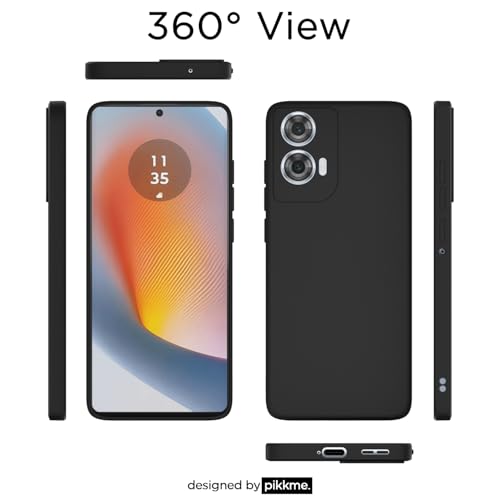 Image of Pikkme Back Cover for Motorola Moto Edge 50 Fusion 5G / Motorola Moto G96 5G | Slim Soft Matte Silicone Cover with Camera Protection & Shockproof Bumper Case (Black)