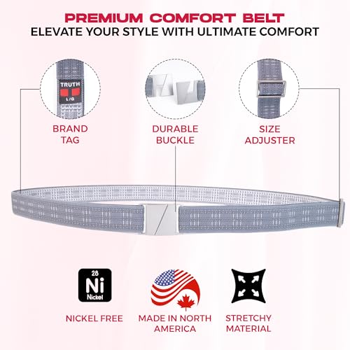 Truth Elastic Belts for Women & Men,1” Wide No Show Flat Buckle Invisible KARMA Belt, for Jeans, Pants and Plus Sizes4