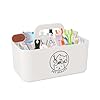 Minimalist White Dog Cat Grooming Supplies Organizer, Portable Caddy with 5 Compartments