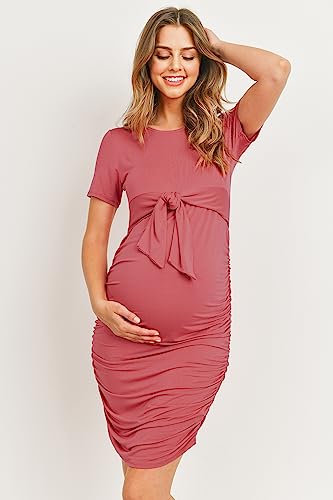 Laclef Womens Knee-Length Maternity Short Sleeve Bodycon Dress With Tie Front thumb #4