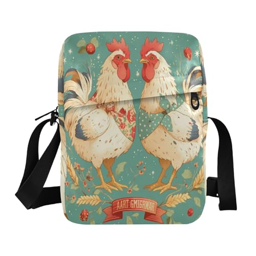 Rural Cute Roosters cute messenger bag mens shoulder bags crossbody Shoulder Handbag Adjustable Strap for work outdoor sports - Main Image