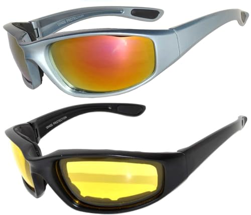 Image of OWL Motorcycle Riding Sport Sunglasses Assorted Color Multipacks, Unisex Foam Padded Wind Blocking Glasses UV400 Protection