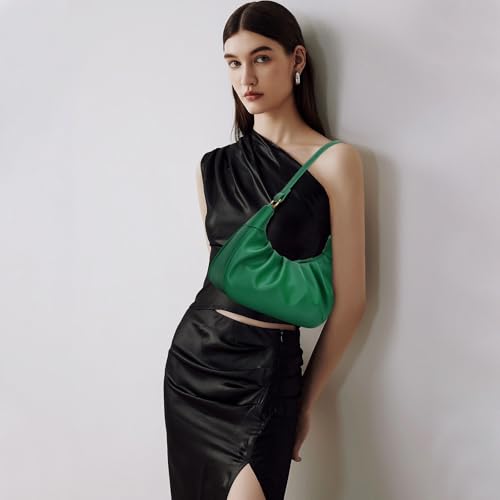 Image of KKXIU Shoulder Bag Crescent Handbag Ruched Purse Underarm Bag Mini Hobo for Women