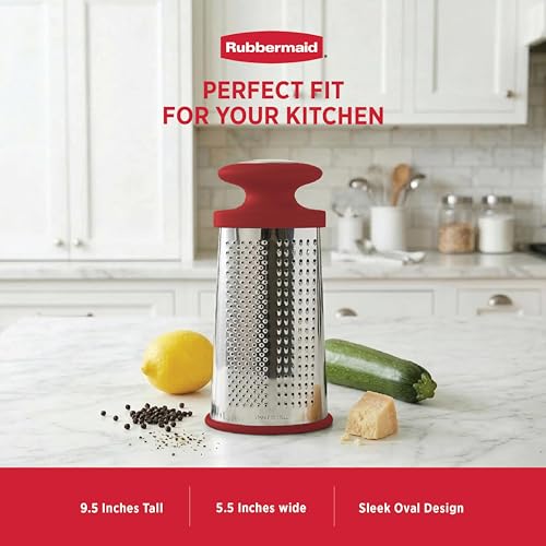 Rubbermaid Stainless Steel Cheese Grater - 9.5" Oval Handheld Box Grater with EZ Grip Handle - Multi-Surface Food & Cheese Shredder | Zester & Graters for Kitchen - Dishwasher Safe - image 7