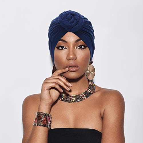 SATINIOR 6 Pieces Turbans Head Wraps for Women Soft Pre Tied Knot Fashion Cancer Turban Chemo Headwear Cap Headwrap Hat