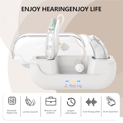 JL-Hearing Tonverstärker mit LED-Leistungsanzeige, wiederaufladbar oder für Senioren im Ohr, Tonverstärker mit Geräuschunterdrückung