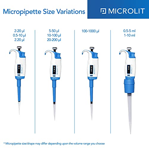 Microlit Micropipette - Single Channel Pipette Compatible With Microlit Pipette Tips, Adjustable Volume Lab Pipette, Calibrated Pipette (5-50Ul) #TOP5