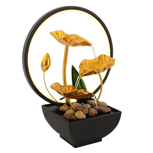 Fontana da tavolo con illuminazione a LED, fontana da tavolo con cascata, moderna decorazione Zen con pompa silenziosa, decorazione meditativa per casa, ufficio, giardino, soggiorno