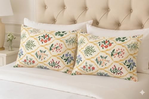 Image of HOUSE FOX Cotton Zip /Chain Pillow Covers /Cases /Protectors (NOT Pillow) Set of 3 Pair Or 6 Pcs,Size -18x28inch (Design3, 18 X 28 inch)