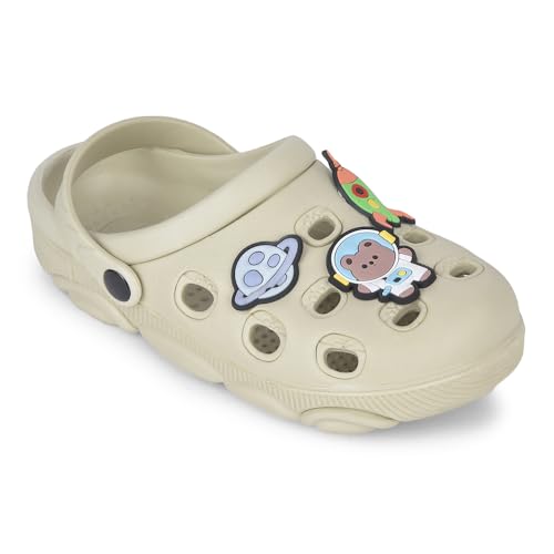 Image of Liberty Lucy&Luke LPMXT-K834 Kids Clogs for Boys & Girls - Beige, Blue & Green | Lightweight Slip-On Clogs | Durable & Soft EVA Sole | Comfortable & Breathable Sandals for Walking - Cushioned Footbed