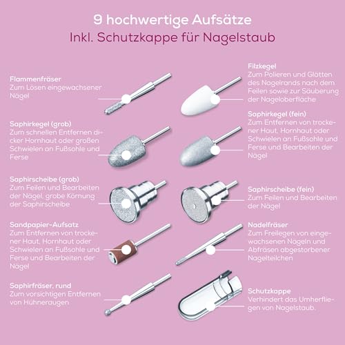 Beurer MP 100 elektrische Maniküre- und Pediküre-Profistation, 10 Aufsätze aus Saphir und Filz, Nagelstaub-Schutzkappe, bis 20.000 Umdrehungen pro Minute, 41-teiliges Set