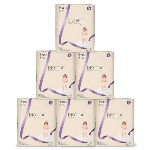 Image of Baby Diapers, DRYPER Disposable Diaper, Size 6 Diapers (35+ lbs), 108 Count, 3D Leak Guards & Wetness Indicator, Ultra-Soft & Thin, Fast Water Absorption Nappies