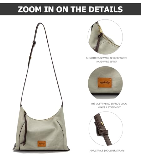Image of myfriday Women PU Hobo Crossbody Bag, Coin Purse, 2 Straps Shoulder Purse | Anti-scratch PU, center divider, zipper pocket and coin pouch organize cosmetics, wallet and phone for commute or dates