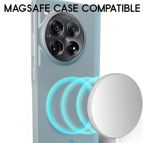 Image of Back Cover for OnePlus 12 5G Frosted Translucent Hard Back | Only Compatible with Wireless Magnetic Accessories | Thin and Slim Magnetic Back Cover (Blue)