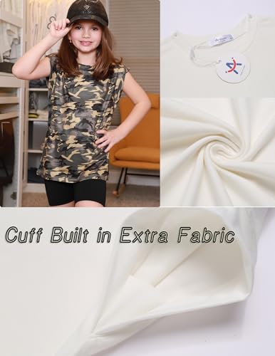 Image of Arshiner Girls T Shirts Cap Sleeves Casual Summer Tops Crewneck Tank Loose Fit Fashion Blouse Tee