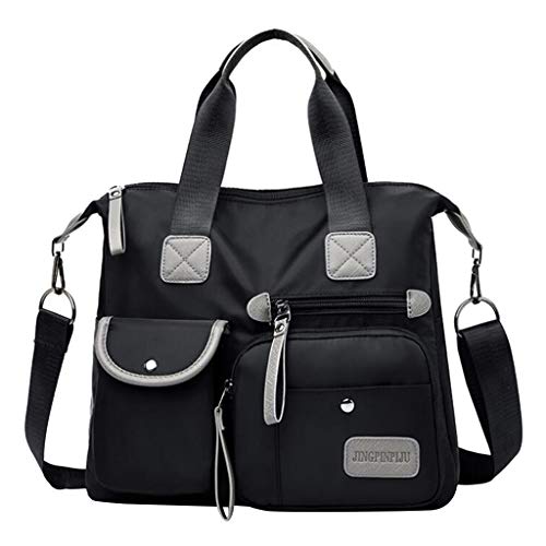 #N/A Bolsa Feminina De Nylon Resistente à água Mensageiro Em Cruz Bolsa De Ombro - Preto