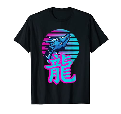 Edgy Japan retro Manga Vaporwave Otaku Kanji 90s Dragon T-Shirt