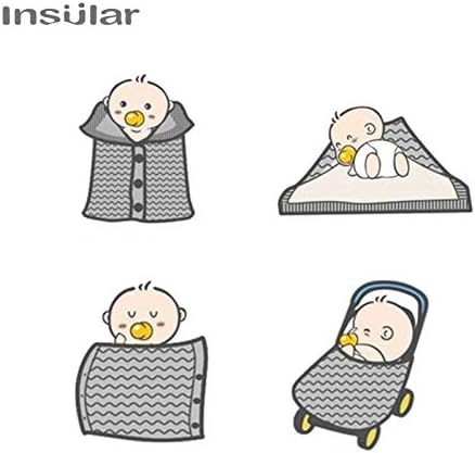 insular Warm Baby Sleeping Bag Envelope Winter Kid Sleepsack Footmuff Stroller Knitted Sleep Sack Newborn Knit Wool Swaddling Blanket (Gray) — view 6