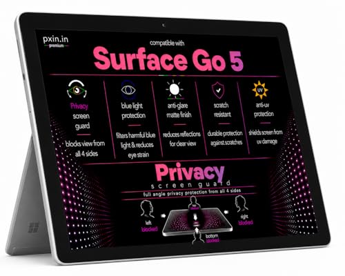 Image of Pxin 360 Pro Privacy Screen guard compatible with Surface Go 5 | Anti Glare | Anti UV | Anti Blue | Anti Reflection | Privacy Filter | Unbreakable Build