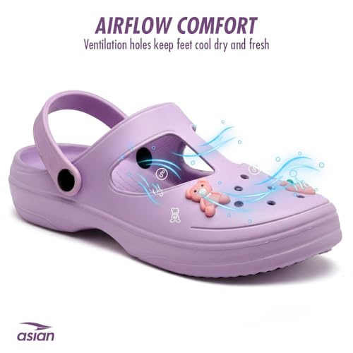 Image of ASIAN Women's INDIGO-07 Comfortable & Light Weight Clogs for Women | Stylish & Anti-Skid Sandals with Adjustable Back Strap for Adult | Waterproof & Everyday Use Mules for Girls and Ladies