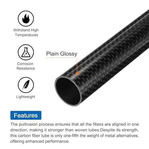 QUARKZMAN 2 Stück Kohlefaserrohre 18 x 20 x 330mm glänzende Oberfläche Stange 3K gewickelte Kohlefaser Rundrohre für RC Flugzeug Quadcopter Multicopter