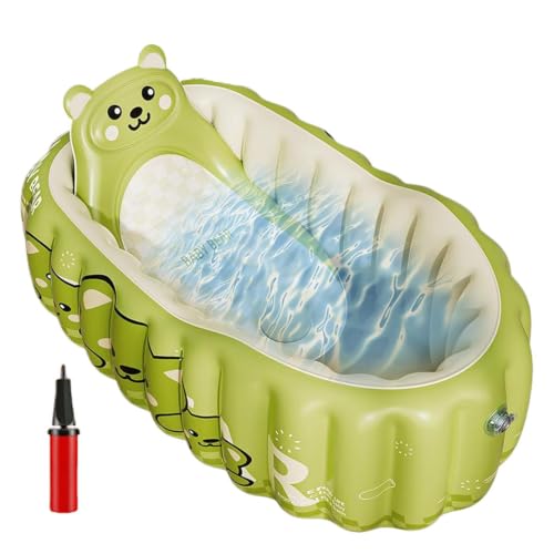 Inflable bebé | Portátil viaje bebé dibujos animados | Accesorio de ducha plegable con bomba para baño piscina casa viaje camping playa vacaciones niños niñas niñas