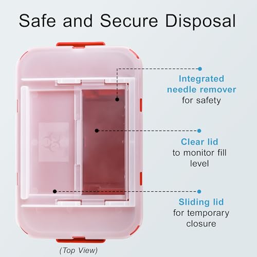 Image of Sharps Container - Large Sharps Containers for Home Use, Needle Disposal | 2 Gallon (Pack of 2), Puncture-Resistant, Dual Locking Lid, Fits Needles & Syringes