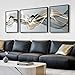 Extra Large Framed Modern Luxury Abstract Wall Art for Living Room, Set of 3 Minimalist Black White Gold Abstract Paintings Artwork for Walls, Big Art Prints Pictures for Hallway Dining Room Office Wall Decor
