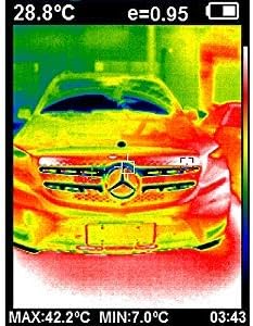 Thermal image of a car's front showing temperature distribution