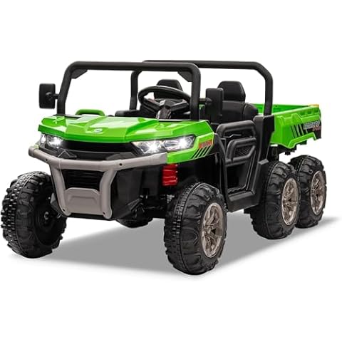 Koreyosh Off-Road Ride On Dump Truck with Remote Control Construction for 3-7 Year Kids, 24V Battery Electric Vehicles EVA Wheels, 2 Seater Ride-on Toys with 6 Wheels 130 lbs Max Weight Cover