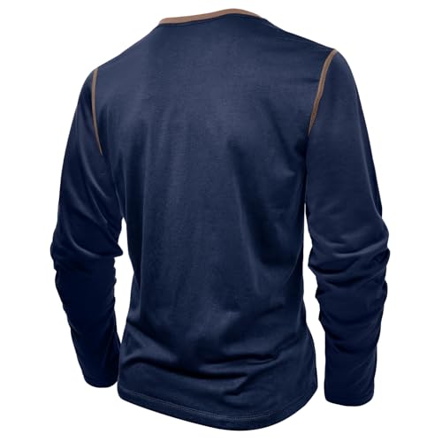 eoeioa Mens Long Sleeve Shirt Lightweight Long Sleeve Button Down Henley Shirts Baggy Casual Lightweight V-Neck Tops4