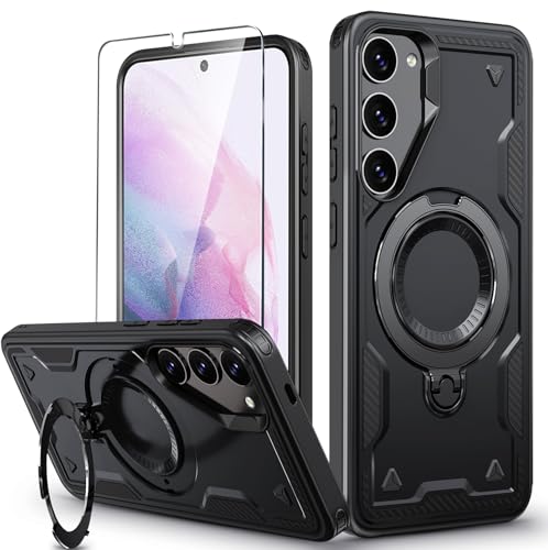 Image of for Samsung Galaxy S21 Case Magnetic with stand [Compatible with Mag-Safe] [with Screen Protector] Wireless Charging, Shockproof Galaxy S21 5G Case, Ring Holder Phone Cover, for Samsung S21 Phone Case