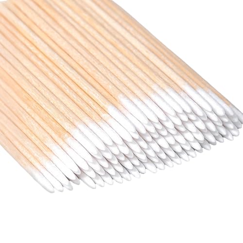 ACKKOR 400 Piezas Bastoncillos de Algodón de Punta Fina, Palitos de Madera para Maquillaje, Tatuaje de Cejas, Nail Art y Limpieza de Ranuras