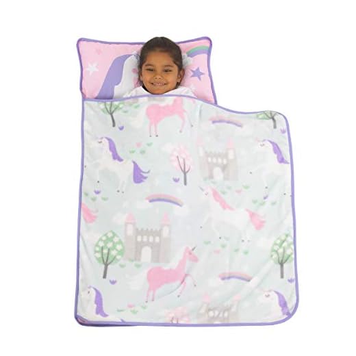Everything Kids Pink & Aqua Unicorn Toddler Nap Mat with Pillow & Blanket, Pink, Aqua, Lavender, White (4126392P)
