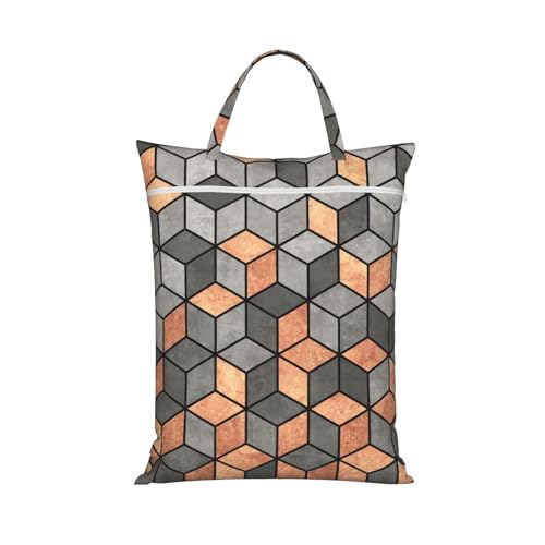 Cubos de hormigón y cobre,Bolsa de viaje para ropa sucia, bolsa plegable para ropa sucia