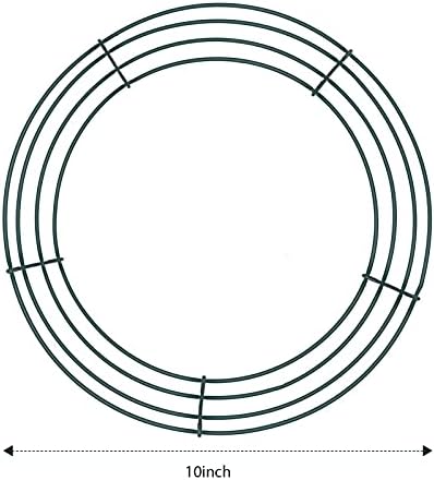 Hotop Christmas Wire Wreath Frame Green Metal Wire Wreath Round DIY Floral Crafts Wire Wreath for Xmas Tree Decor Home Valentines Party Decoration (4 Pieces,10 Inch)