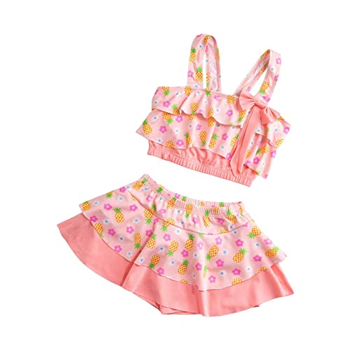 Bañador para niña, bañador de Bikini arcoíris de Pieza de Remolque para Piscina de 3 a 14 años, natatorio de Aguas Termales, de Fibra Suave, protección Solar y UPF 50+, Ideal para Vacaciones