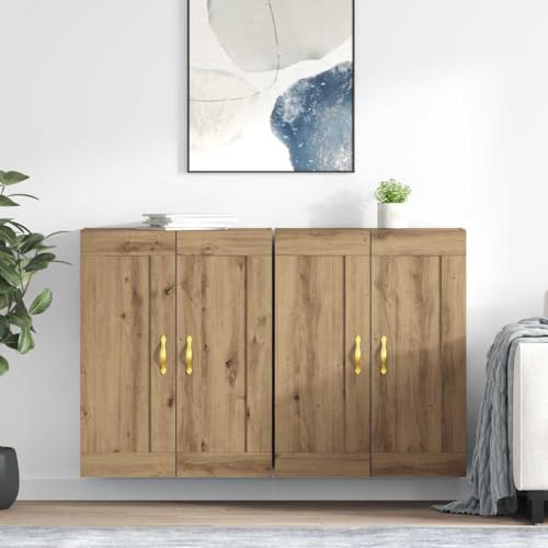 sephironlbb Juego de 2 armarios montados en la pared, material de madera de roble artesanal, 69,5 x 34 x 90 cm, diseño que ahorra espacio para sala de estar, oficina, cocina, solución de