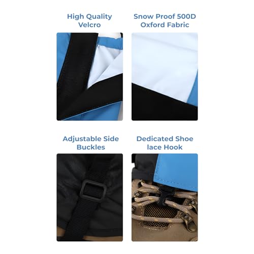 Image of ArcticSeal Snow Gaiters for Hiking & Trekking - Waterproof Leg Gaiters for Snow, Rain & Mud, Windproof Outdoor Boot Covers for Mountaineering, Camping & Winter Travel (Black Blizzard)