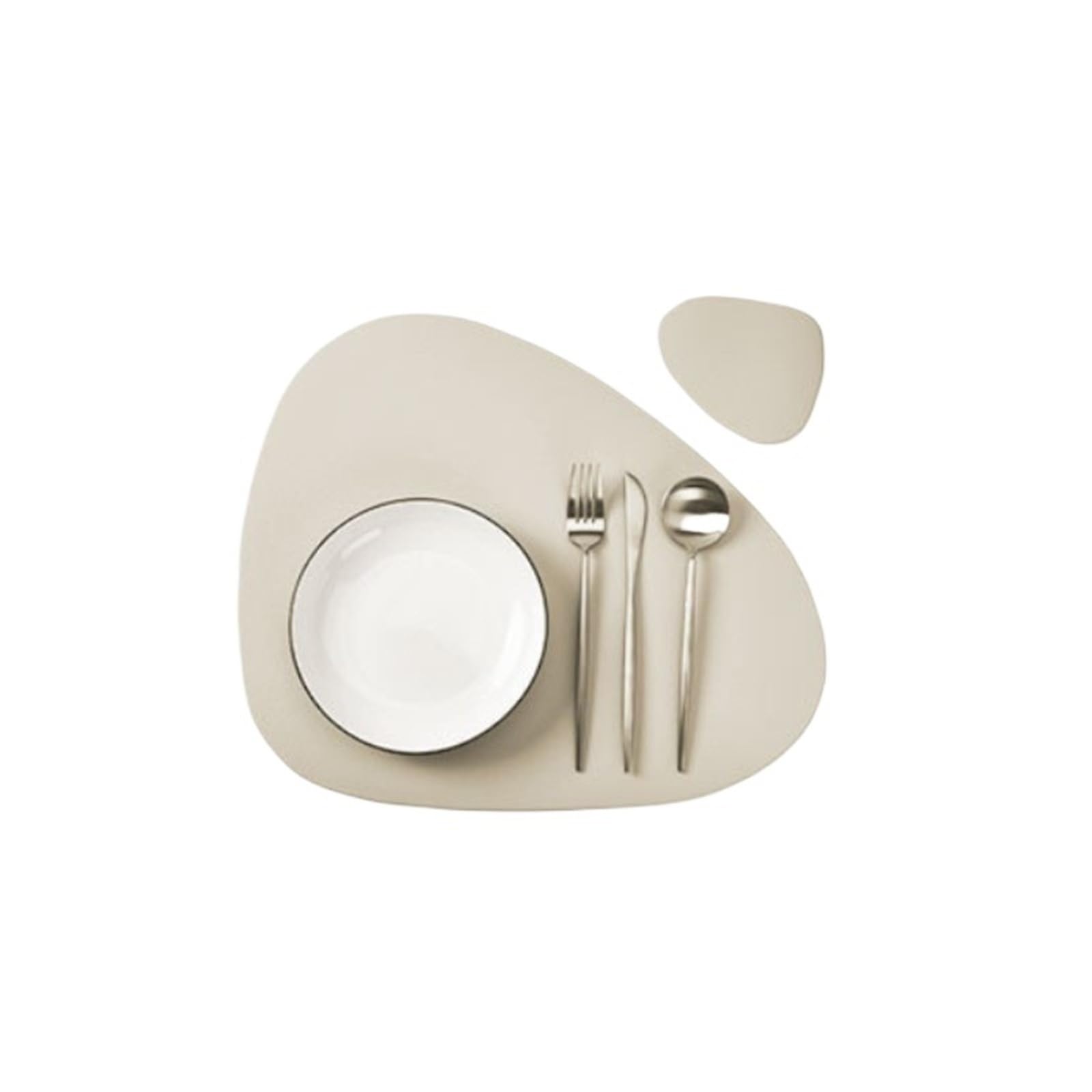 Sets de table en similicuir isolants et antidérapants avec sous-verres beiges